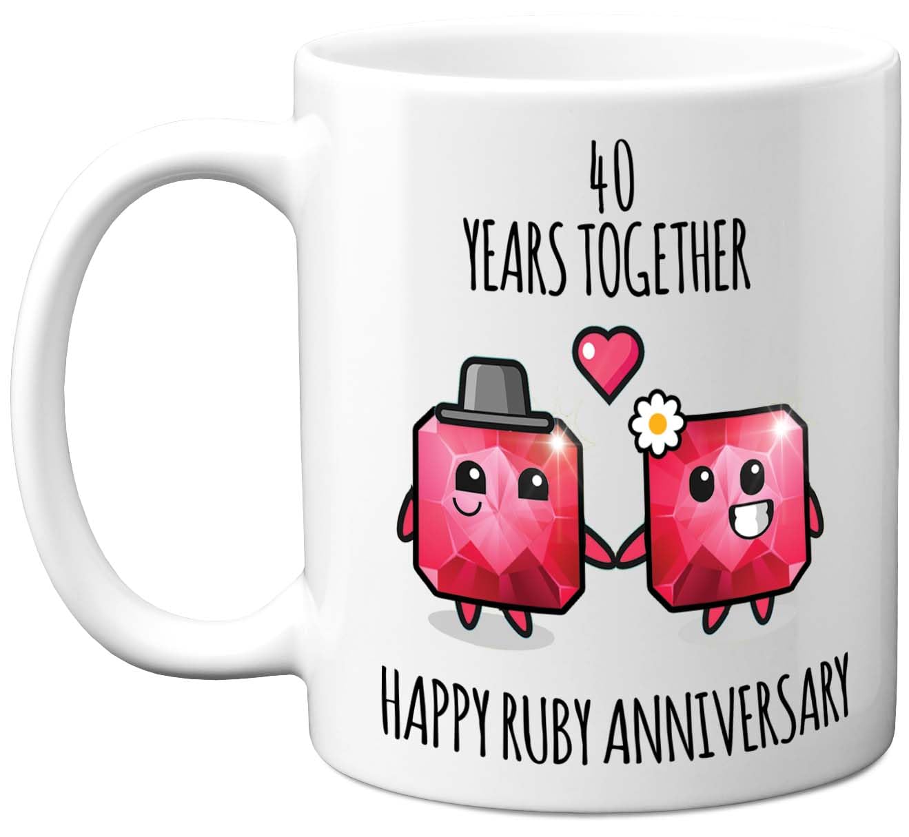 Stuff4 40th Anniversary Mug Gift for Men Women - 40 Years Together - Happy Ruby Anniversary Wedding for Husband Wife Mum Dad Nan Grandad, 11oz Ceramic Coffee Mugs Gifts