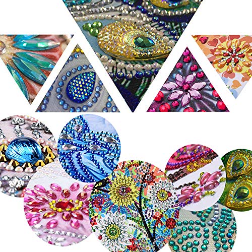 Fundaful 2pcs Diamond Painting Bookmark 5D DIY Special Shape Diamonds Shiny Rhinestone Art Kits for Adults Kids Mosaic Leather Tassel Corss Stitch Embroidery Handmade Gift Sun Flowers Landscape