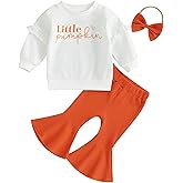 ITFABS Toddler Baby Girl Halloween Clothes Pumpkin Outfits Set Pullover Sweatshirt Tops+Flare Pants Fall Winter Baby Clothes