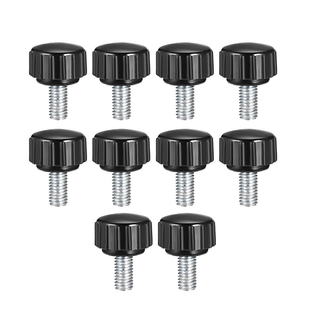 sourcing map M5 x 10mm Metric Male Thread Knurled Clamping Knobs Grip Thumb Screw Hand Clamping Handle Bolt with 15mm Plastic Knobs Black 10 Pcs