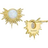 Gold Star and Sunburst Stud Earrings - AllenCOCO Ear Climbers Earrings for Women, 14K Gold Plated, 925 Silver Post Hypoallergenic