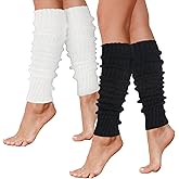 Tucnoeu 2pcs Leg Warmers for Women, Furry Leg Warmers, 80s 90s Outfit Fashion Neon Ribbed Legs Socks, Soft Fashion Knit Calf Accessories Winter Warm