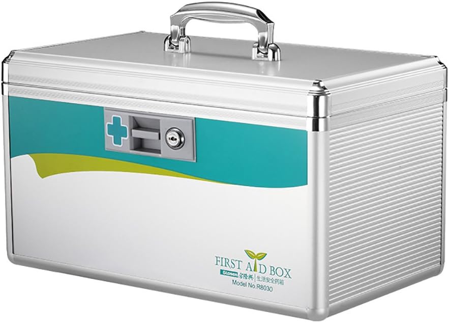Glosen Medicine Storage First Aid Box with Child Safe Lock 10x6.7x6.7