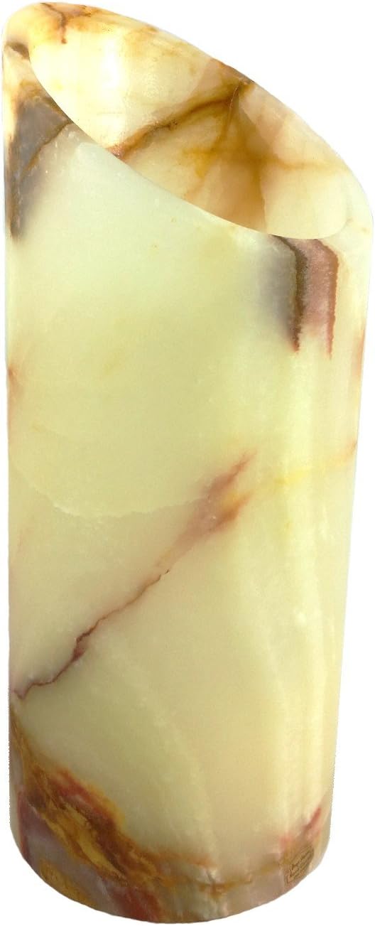 Green Onyx Marble Flower Vase in Truncated Right Cylinder Form 30 x 8 cm