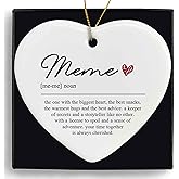 MONALET Meme Definition Ceramic Ornaments Gifts, Grandma Grandmother Heart Hanging Ornament Decor Decorations for Christmas Tree Car, Thank You Appreciation Gifts for Meme Birthday Holiday