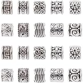 Cheriswelry 100Pcs Alloy Large Hole Spacer Beads Tibetan Column Beads Antique Silver European Beads Metal Spacers 8-10mm for Hair Crafts DIY Snake Chain Bracelet Jewelry Making Supplies