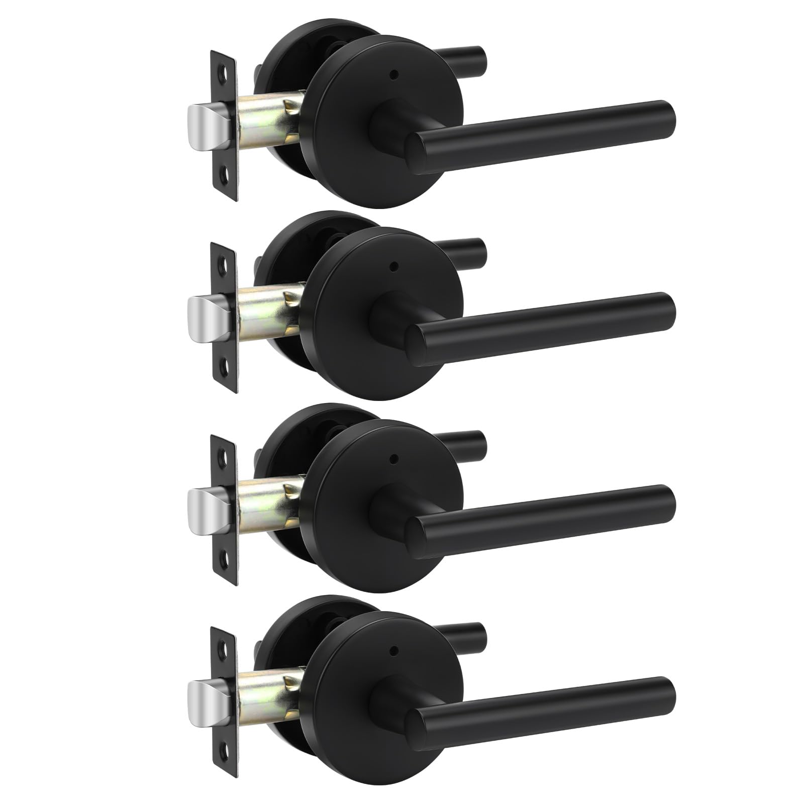 Photo 1 of goldenwarm 4 Pack Black Door Handles, Matte Black Privacy Interior Door Handle, Indoor Door Lever for Bedroom, Bathroom, Heavy Duty Zinc Alloy