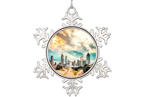 MADCOLITOTE Atlanta Downtown Cityscape Christmas Tree Ornaments Snowflake Ornaments Georgia USA Travel Souvenir Novelty Metal Christmas Ornaments Gifts for Friends Wedding Anniversary Holiday 3 Inch