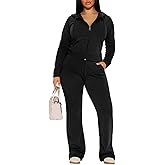 CLOCOR Women 2 Piece Outfits Sweatsuit Long Sleeve Zip-Up Hoodie Fall Winter Casual Jogger Sweatsuit Sets with Pocket