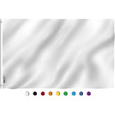 Anley Fly Breeze 3x5 Foot Solid White Flag - Vivid Color and Fade proof - Canvas Header and Double Stitched - Plain White Flags Polyester with Brass Grommets 3 X 5 Ft