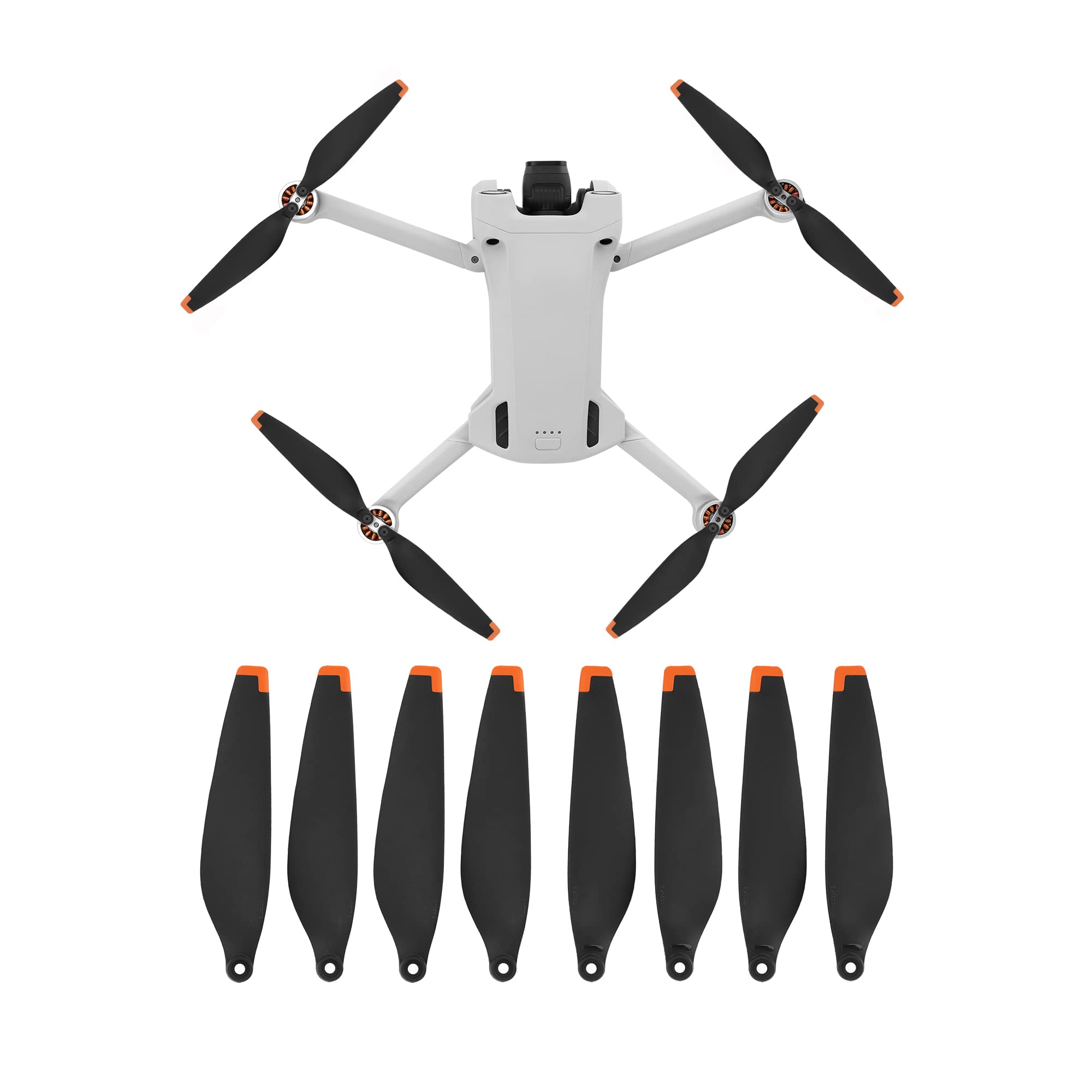 Fututech 8 Pieces 6030F Propeller for DJI Mini 3 Pro Propeller CCW CW Replacement Part, Noise Reducing, Good Elasticity Accessory Drone Propeller (Orange)