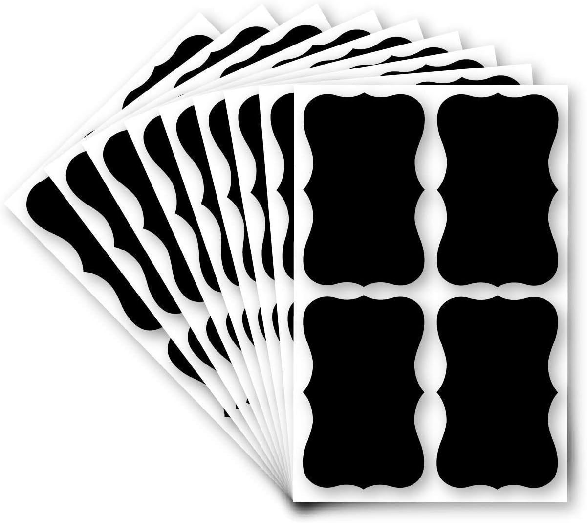 64pcs Black Removable Reusable Chalkboard Sticker Labels Contact Paper for Jars, Food, Spice, Glasses, Office Easily Organize by CUTADORNS(Medium Size)