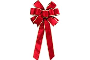 SEASONS STARS SSDECOR Christmas Large Bows with Gift Box, Gold Wired Red Velvet Bows for Wreath Floral, Christmas Tree Topper, Outside Bowknot Red Bow for Car Wall Garden Yard Front Door
