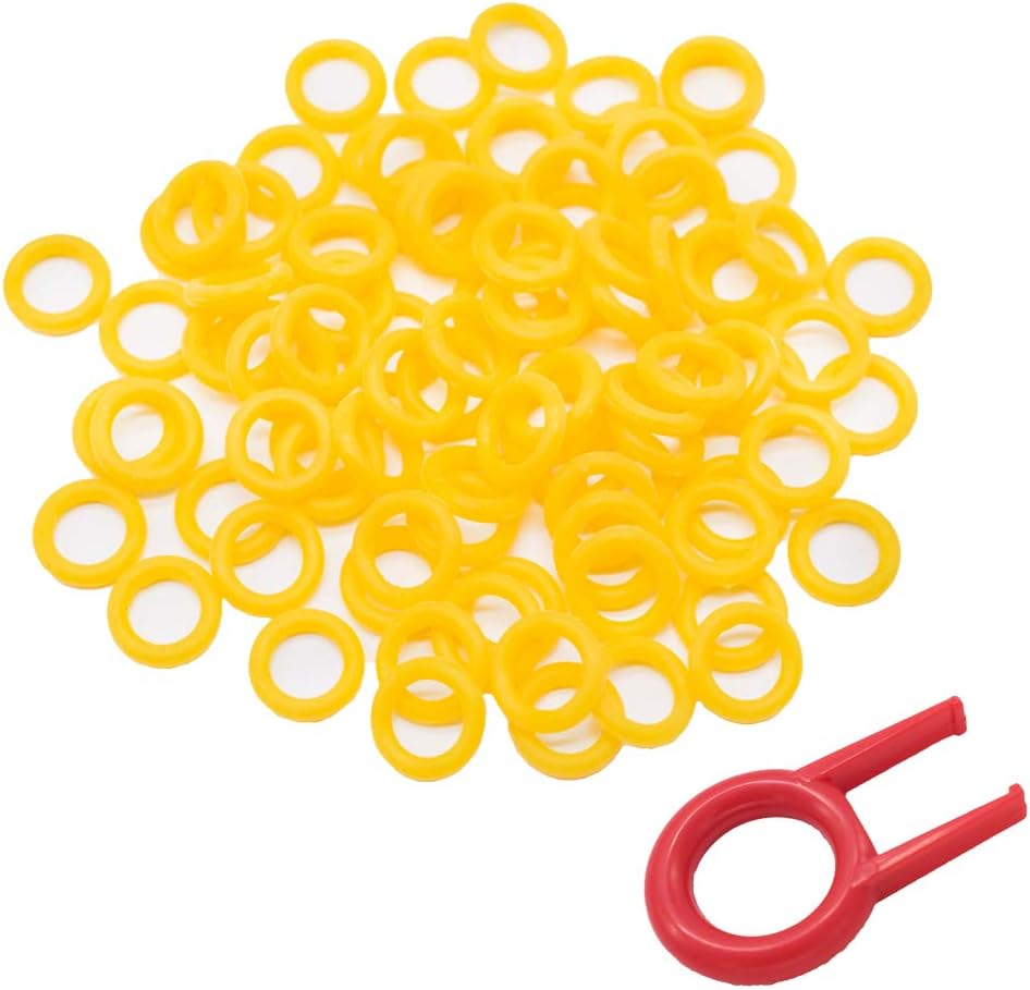 200Pcs Rubber Keyboards O-Ring Switch Dampeners Keycap for Cherry MX Key Kit Dampers 40A-L-0.2mm Reduction with 1PCS Random Color keycap Puller (Yellow)