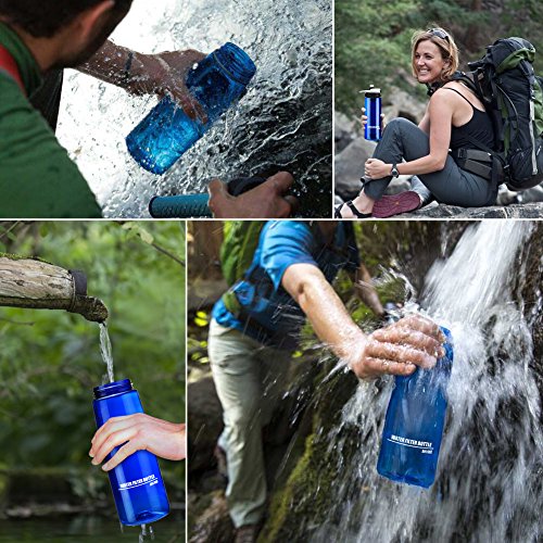 Mersuii 25.6 Ounce Filtered Water Bottle, BPA Personal Water Filter Bottle for Camping,Hiking(Water Filter Bottle)