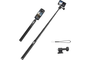 VRIG DIRECT VRIG 53"Extension Selfie Stick for Insta360 Invisible Monopod for GoPro 11 10 9 8 7, Insta360 ONE X3, X2, X, Insta360 ONE R, RS 1/4" Extended Monopod Pole with Cameras/Fill Light/ 1/4" Hole Phone Clip