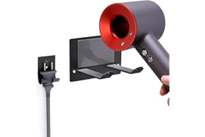 FLE Hair Dryer Holder Wall Mounted Self Adhesive,Hair Blow Dryer Rack Organizer Compatible with Most Hair Dryers,Black
