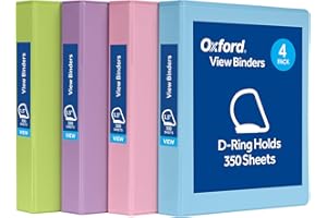 Oxford 3 Ring Binders, Binders for School and Office, 1.5 inch, Slant D Rings, 375 Sheet Capacity, ClearVue Presentation, Non