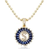 TANTIUE Letter Necklace 14K Gold Plated Birthstone Initial Necklace for Women Alphabet Zirconia Pendant Necklaces Personalized Round Circle Name Jewelry Gifts for Women