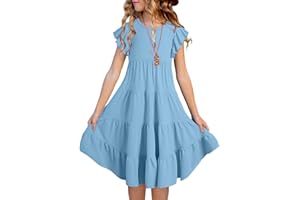 blibean Girls Summer Boho Sun Dress Tween Ruffles Tiered Dresses Size 6-15 Years