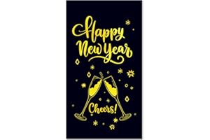 BHNACIER 40Pcs Happy New Year's Paper Napkins Black Gold New Year Theme Disposable Luncheon Dinner Napkins Cheers Paper Guest Towels for Xmas Winter New Years Decorations Bathroom Hand Towel,4.3 x 7.9 Inch