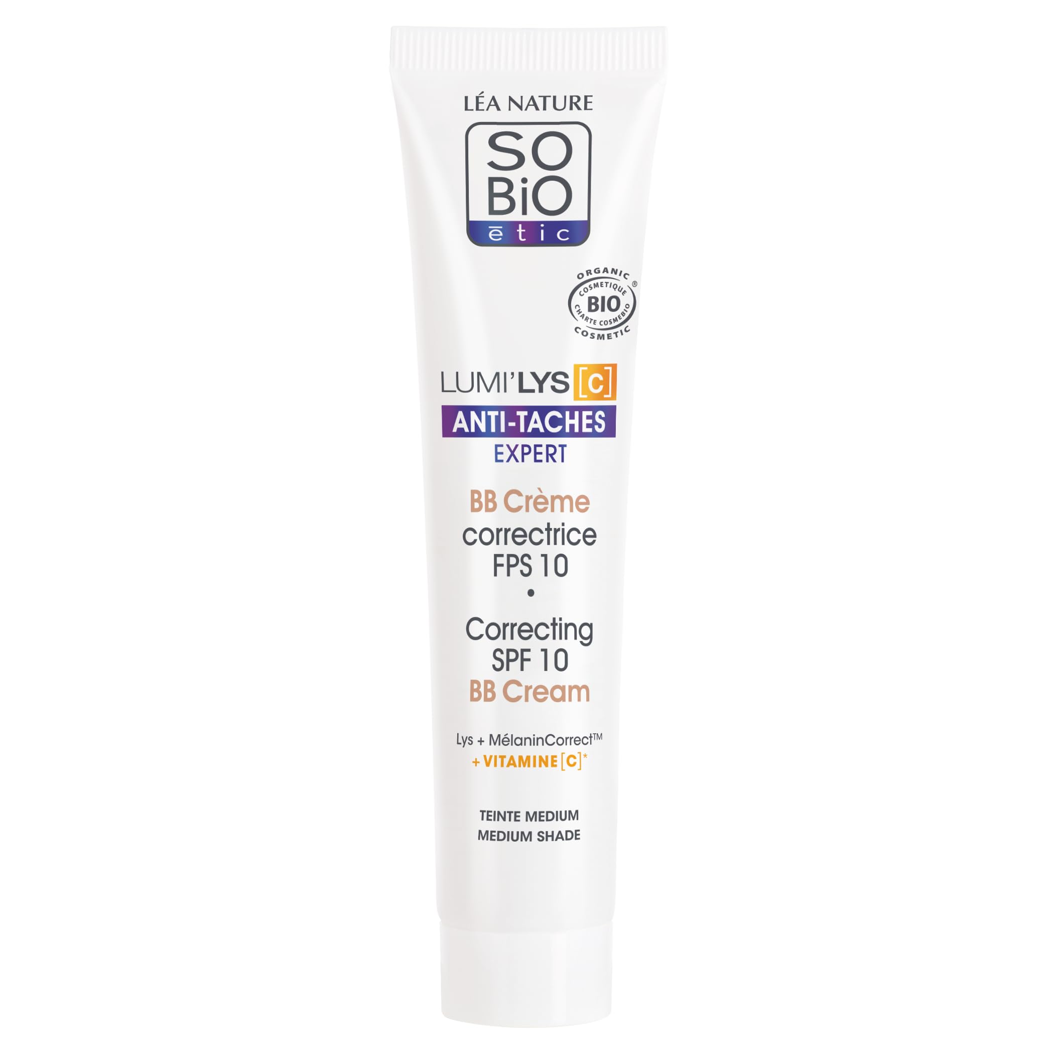 LÉA NATURE SO BiO étic | BB Correcting Cream SPF 10 - Lumi'lys [C] | Expert Anti-Stain | Medium Shade | Natural Coverage | Mask Stains | 99% Natural Origin | Made in France | 40 m