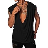 PASLTER Mens Tank Tops Sleeveless T Shirts Deep V Neck Loose Casual Summer Beach Basic Tank Shirts