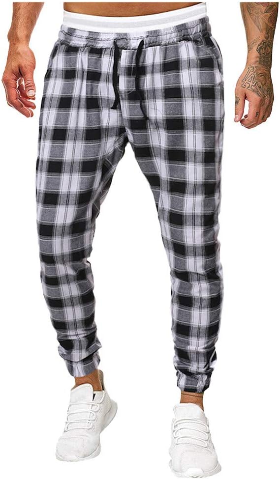plaid skinny zip track pants
