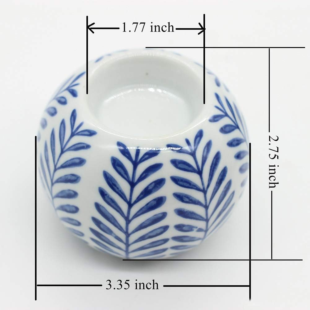 Porcelain Candle Holder Tealight Candleholders Blue and White Decorative Chinoiserie Decor (B7): Kitchen & Dining