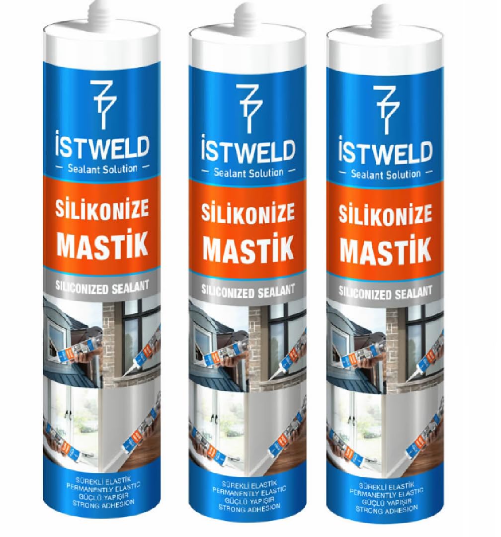 CANOPUS Istweld Waterproof Siliconised Acrylic Sealant White 3 Pack, 100% SOLVENT-FREE & ODORLESS Paintable Sealant for Frame, Window, Filling Cracks and Gaps, Silicone Mastic
