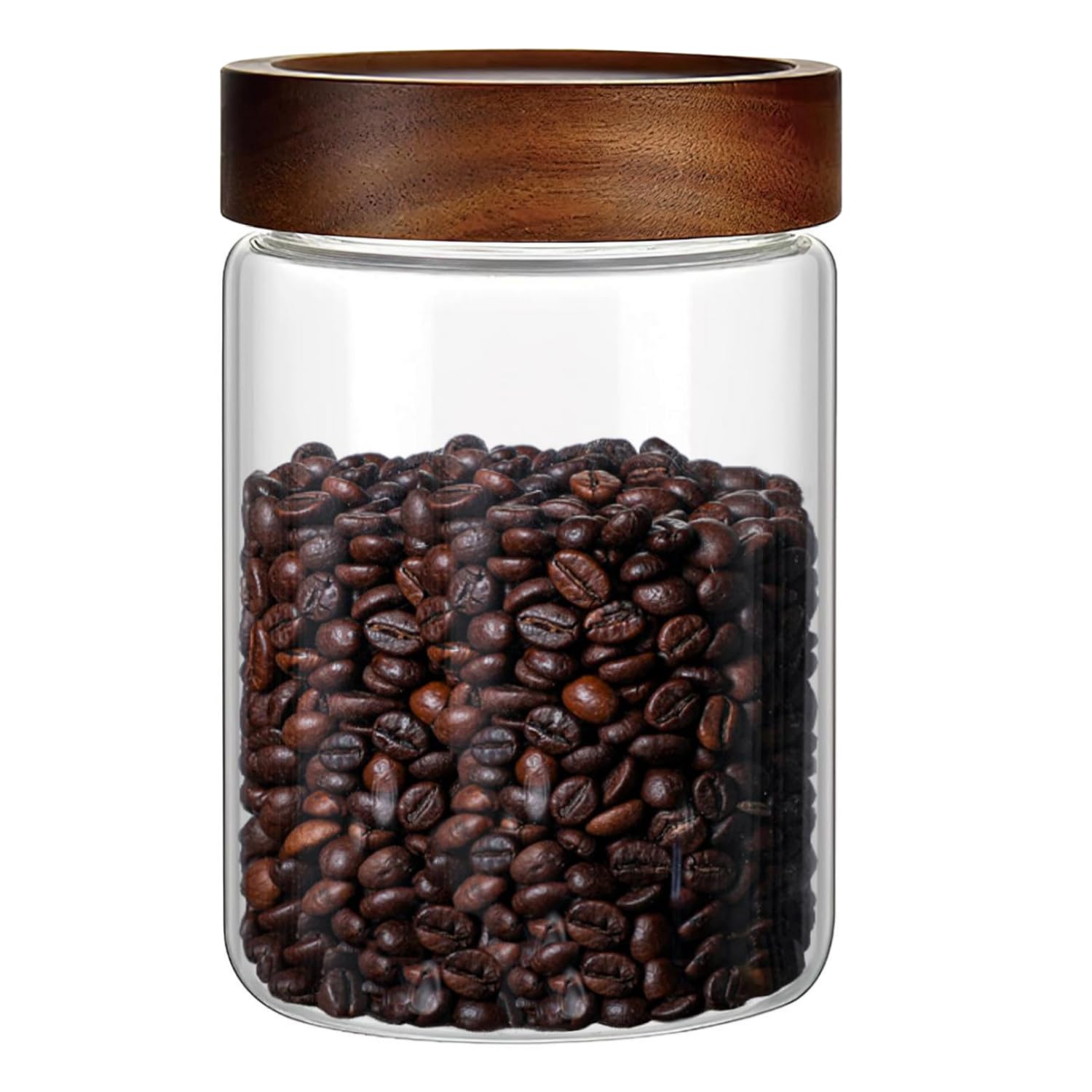 Photo 1 of 28 Fl oz/850 ml Glass Food Storage Jar, Premium Clear Glass Container Jar with Airtight Wooden Screw Lid, Kitchen Canisters for Coffee,Tea,Pasta,Cookies, Nuts,Spice,Candy,Overnight Oatmeal?Medium?