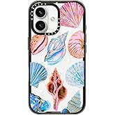 CASETiFY Impact Case for iPhone 16 [Slim / 8.2 ft. 4X Military Grade Drop Protection/Wireless Charging Compatible] - Seashell - Clear Black