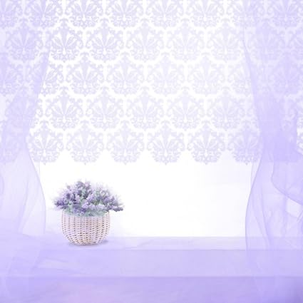 Amazon Com Soft Veil Purple Curtains Backdrop Damask Purple