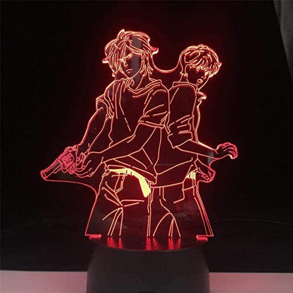 GEZHF3D LED Light for Kids Anime for Boys ASH Lynx and Eiji Okumura LED Anime LAMP Banana Fish Anime Base Table Lamp