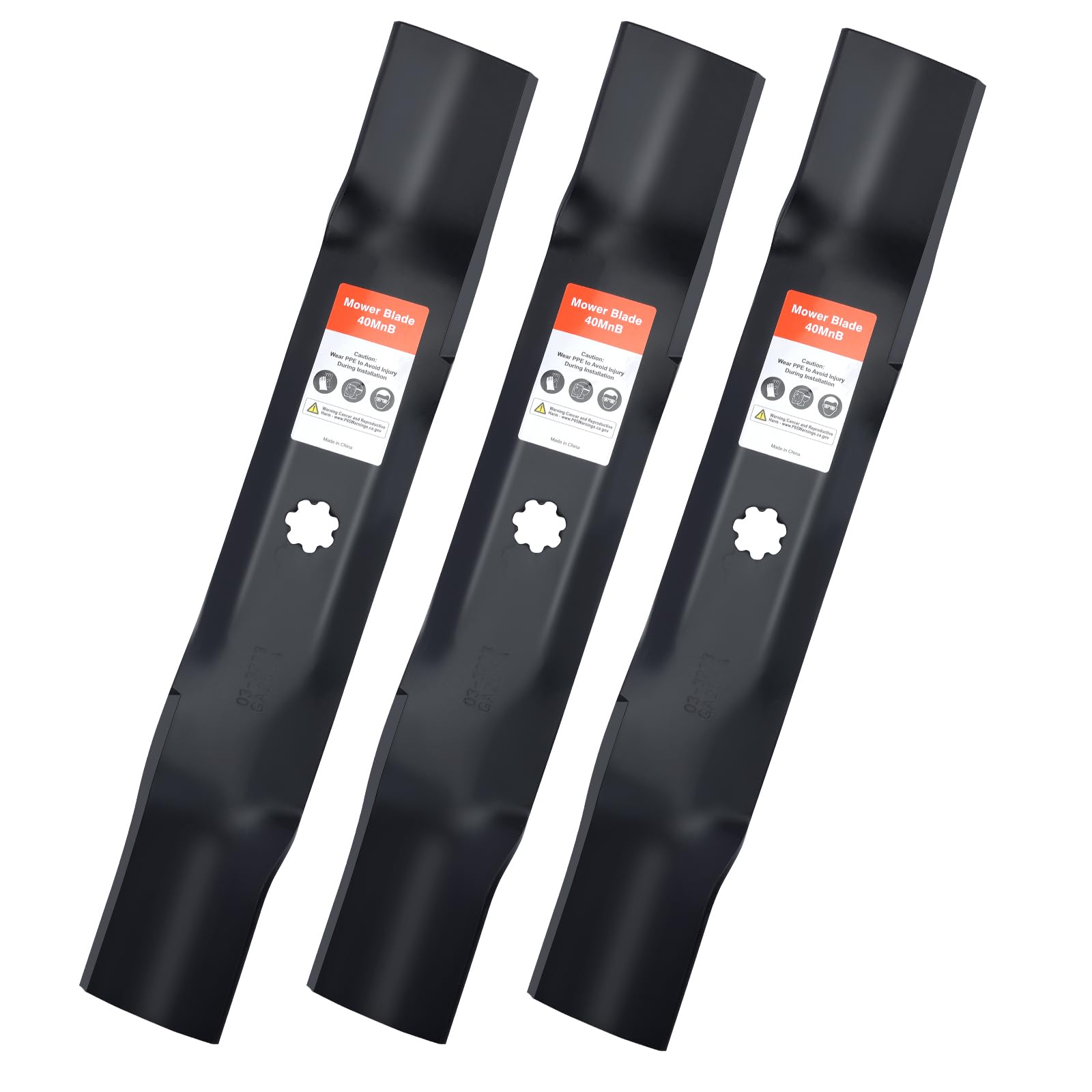 Grasscool GY20852 Mulching Blades with 7 Star Mounting Pattern for John D-eere 48 inch Deck Mower E140 D140 D160 E160 E170 E150 LA145 LA140 48" Zero Turn Lawn Tractor Replace GX21784 Image