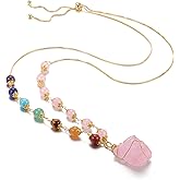 Jovivi Healing Stone Necklaces 7 Chakra Beads Necklace for Women Adjustable 14K Gold Plated Wire Wrapped Raw Quartz Crystal Pendant Necklace Gemstone Jewelry Mothers Day Gift