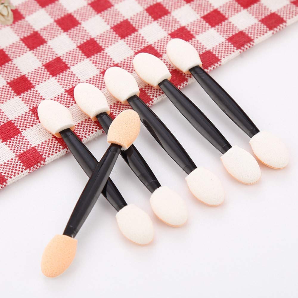 Onwon 100 Pcs Disposable Dual Sided Eyeshadow Brush, Double Ended Sponge Applicator Oval Tipped Eyeliner Brush Makeup Brush Tool: Beauty