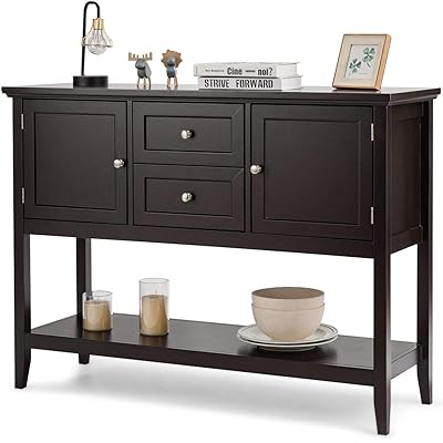 Giantex Buffet Sideboard, Storage Cabinet with 2 Drawers, Coffee Brown