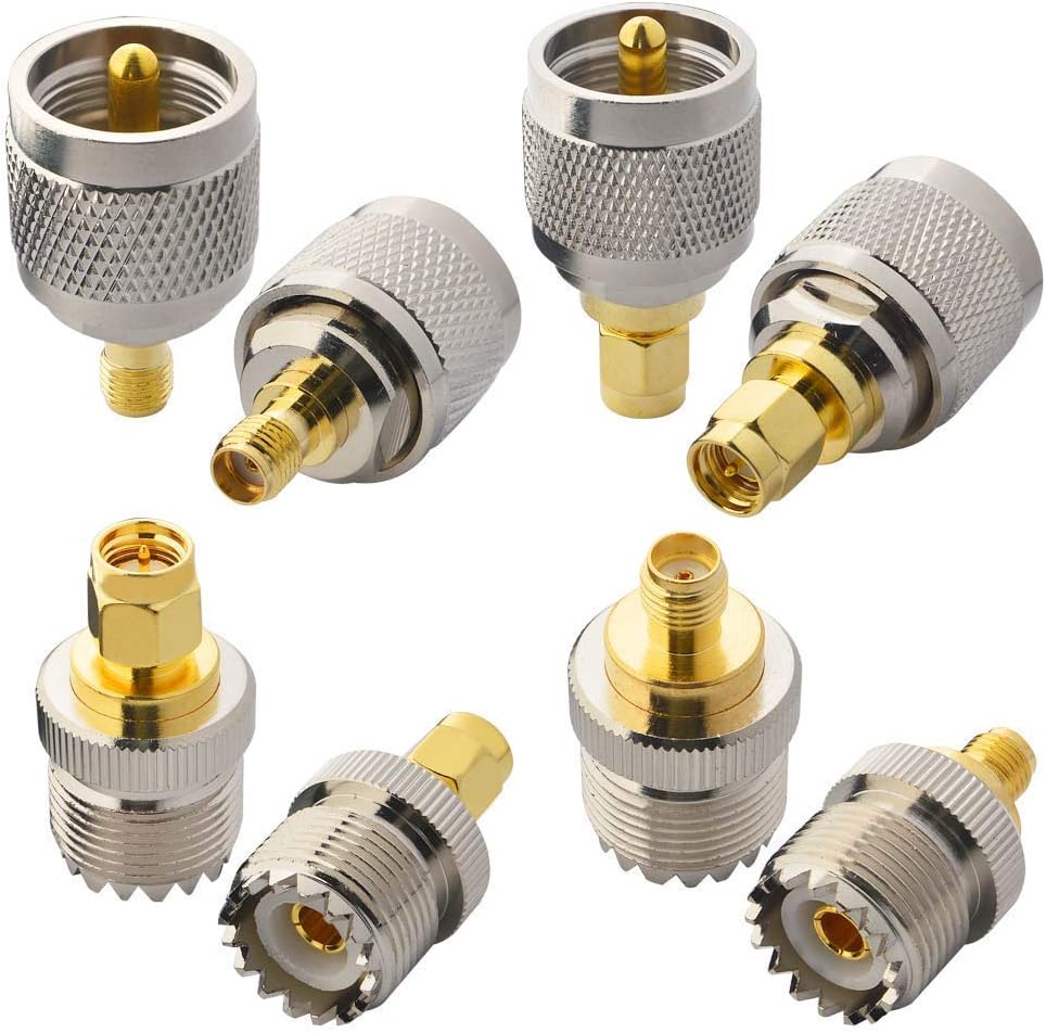 YILIANDUO SMA to UHF Connector Kit, 2 Set RF Coaxial Adapter, SMA to UHF PL259 SO239 Mount Connector