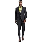 STACY ADAMS Men’s Classic 3-Piece Suit – Sharp Tailored Jacket, Sleek Vest, and Modern Slim-Fit Trousers