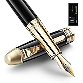 YUMSWETP Luxury Fountain Pen Gift Set For Writing Smooth, Fine Nib, Includes Refillable Ink Converter &10 Black 3.4mm Ink Cartridges Metal Pen,Journaling Fancy Pen