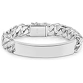 H&Beautimer 925 Sterling Silver Bracelet 10/12MM Cuban Chain Bracelet Fine Jewelry Men Teen Sterling Silver Brand Chain Bracelet 7,7.5,8,8.5,9,9.5,10'' Birthday Gift
