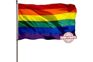 WDGG LGBTQ Rainbow Gay Pride Flag 3x5 Outdoor (Sewn Stripes ),UV Fading Resistant,Canvas Header and 4 Stitched,LGBT Pride Rainbow Flags Banners for Wall and Pole 6 Stripes(pole not included)