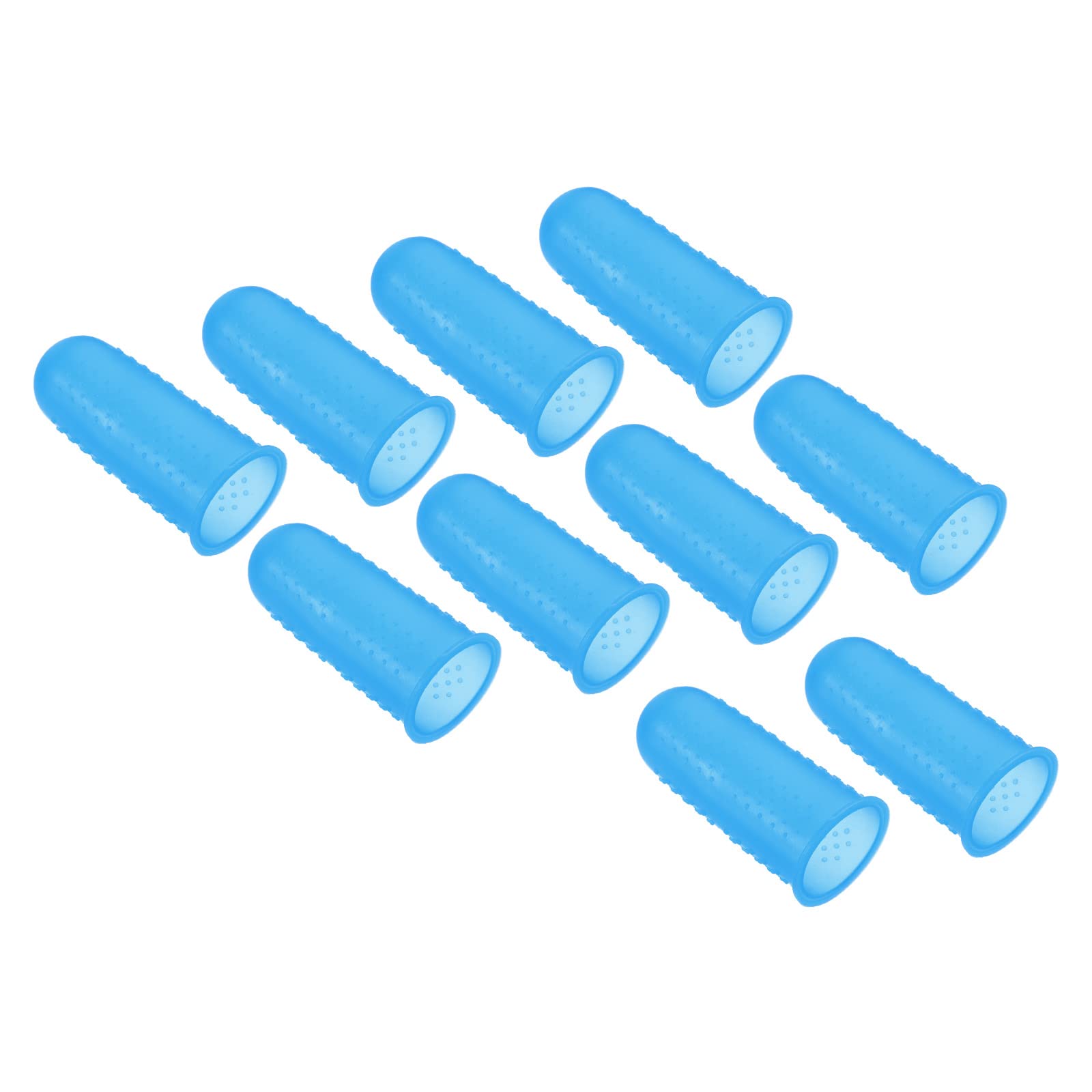 PATIKIL 0.67 Inch Rubber Finger Tips, 10 Pack Silicone Thumb Fingertip Protector Covers Guard Finger Grips Thimble for Office Counting Sorting Sewing, Blue Medium Size