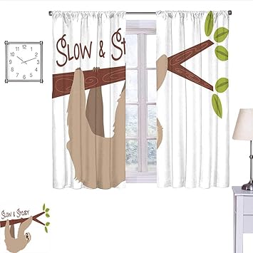 Amazon Com Alisoso Sloth Room Darkening Curtains For Bedroom