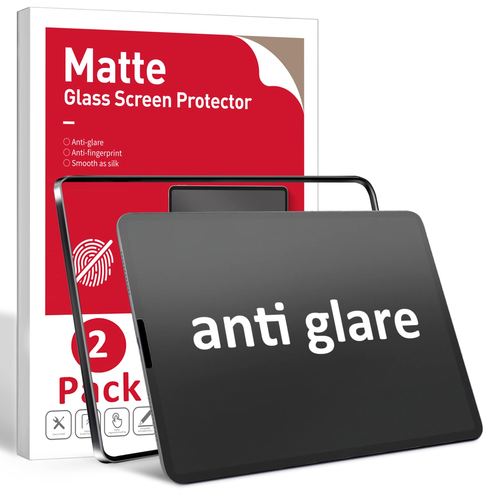 Photo 1 of Ambison [2 Pack Matte Glass Screen Protector Compatible with iPad Air 5th Generation 2022 10.9 inch, [Install Frame] Anti Glare/Fingerprint Free/Bubble Free/9H Tempered Glass iPad Air 5