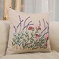ATOLY Embroidery Kit with Lavender Pattern Pillowcase Cover, Instruction, Drawings, for Pillow Cover, Cushion Cover - 17×17 Inches