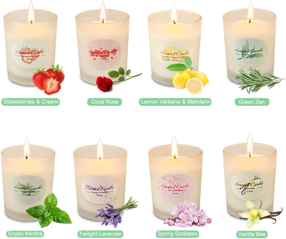 YMING Scented Candles Christmas Gifts for Women Glass Jar Candle Set Luxury Natural Soy Wax Fragrance Essential Oils Birthday Gift