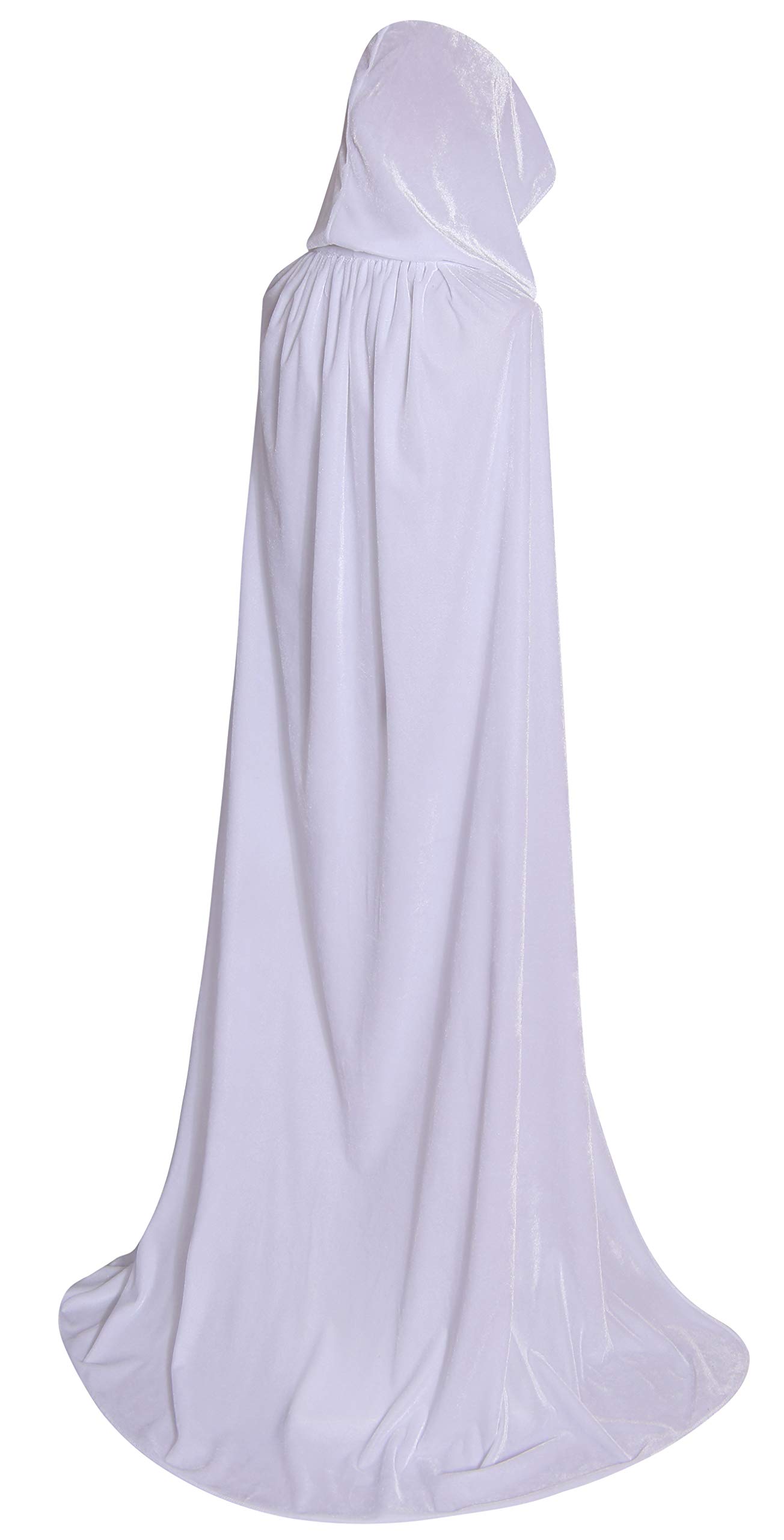 Txian Full Length Hooded Velvet Cloak Halloween Christmas Fancy Cape Costumes 59" (White)