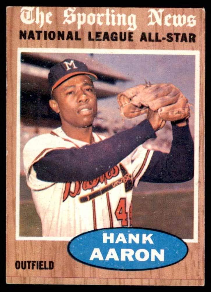 Amazon Com 1962 Topps 394 All Star Hank Aaron Milwaukee Braves Baseball Card Vg Ex Braves Collectibles Fine Art